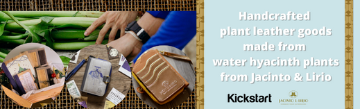 Handcrafted plant leather goods made from water hyacinth plants from Jacinto & Lirio
