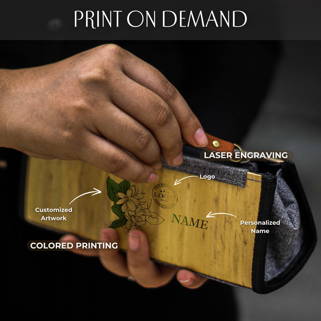 Tatsulok Expandable Case with Wristlet & Shade Case can be laser engraved have your custom artwork, logo and personalized name