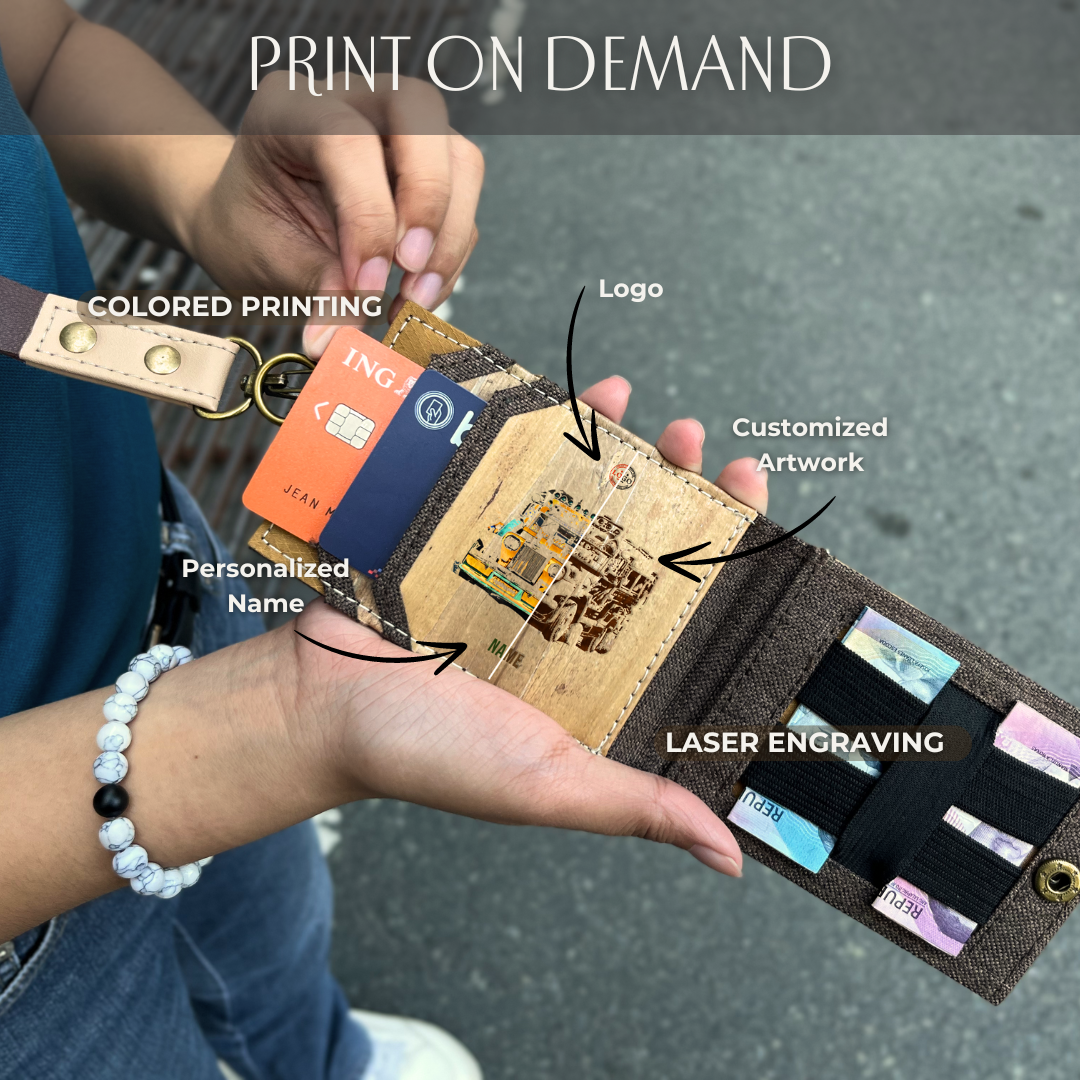 Kaibigan II Vegan Leather ID Badge Card Holder Commute Wallet Coin Purse with Leather Lanyard (Horizontal) - Jacinto & Lirio