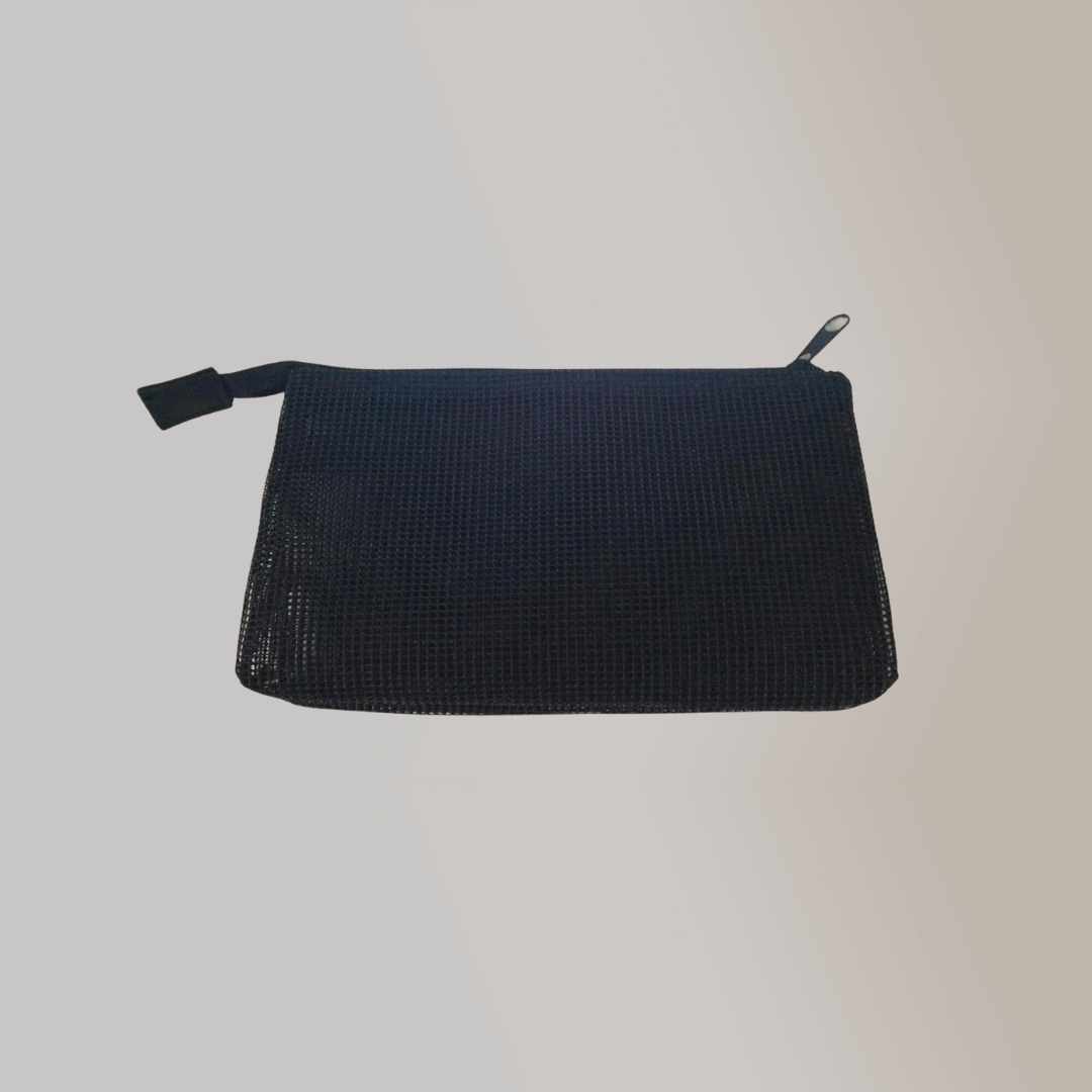Zipped Dual Case Rubber Net Pouch with Vegan Leather Accent (CCBAG03) - Jacinto & Lirio