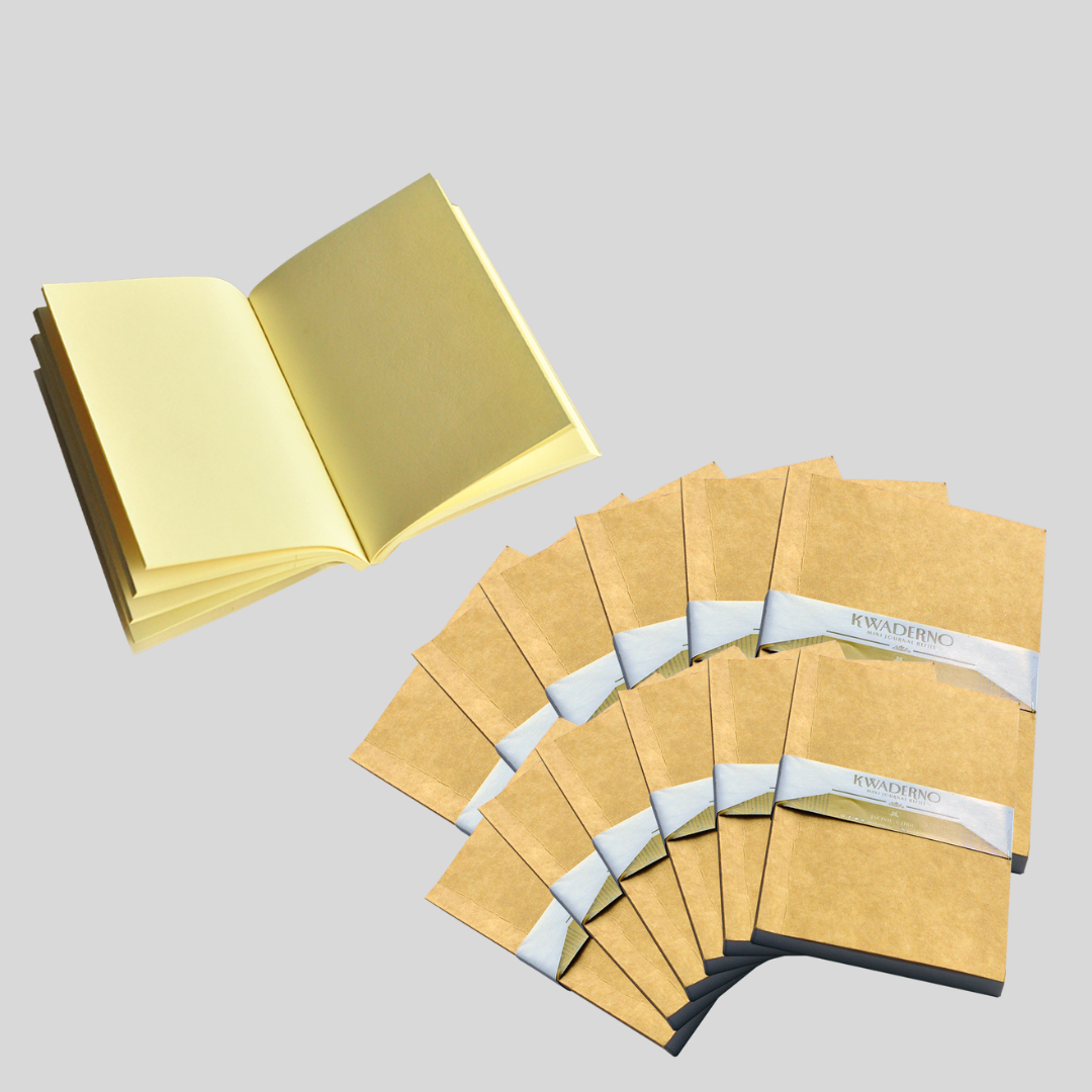 12 pieces of Mini Journal Refills, and one open journal showing unruled blank pages