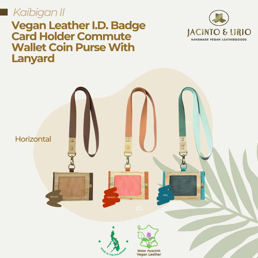 Kaibigan II Vegan Leather ID Badge Card Holder Commute Wallet Coin Purse with Leather Lanyard