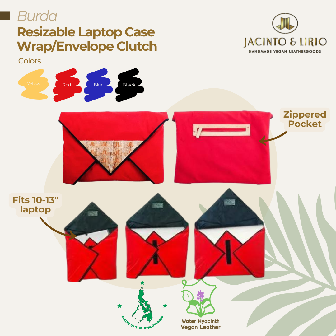 Resizable polyester phone pouch in red with zippered pocket.