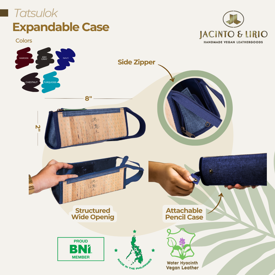 Tatsulok Expandable Case with Wristlet & Shade Case, available in Navy Blue, used as a powerbank holder, sunglasses case, pencil case, first aid kit, and accessory organizer.