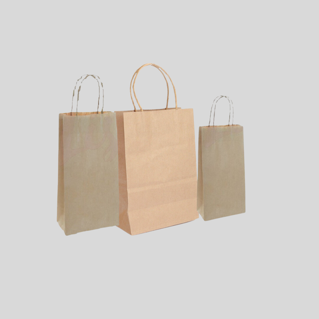3 plain paper bags from a sustainable company.