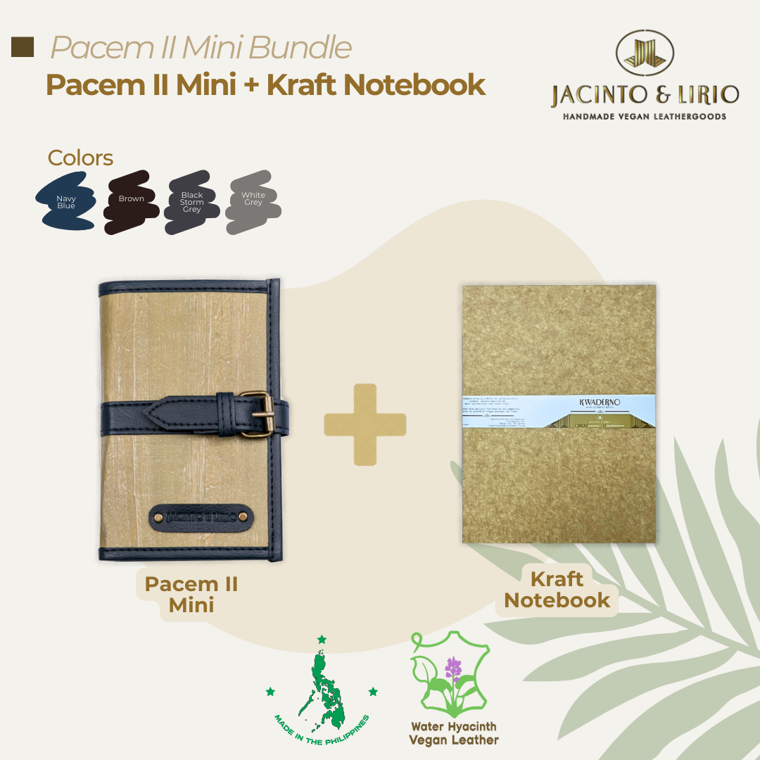 Bundle of mini journal or passport holder in navy blue and kraft notebook.