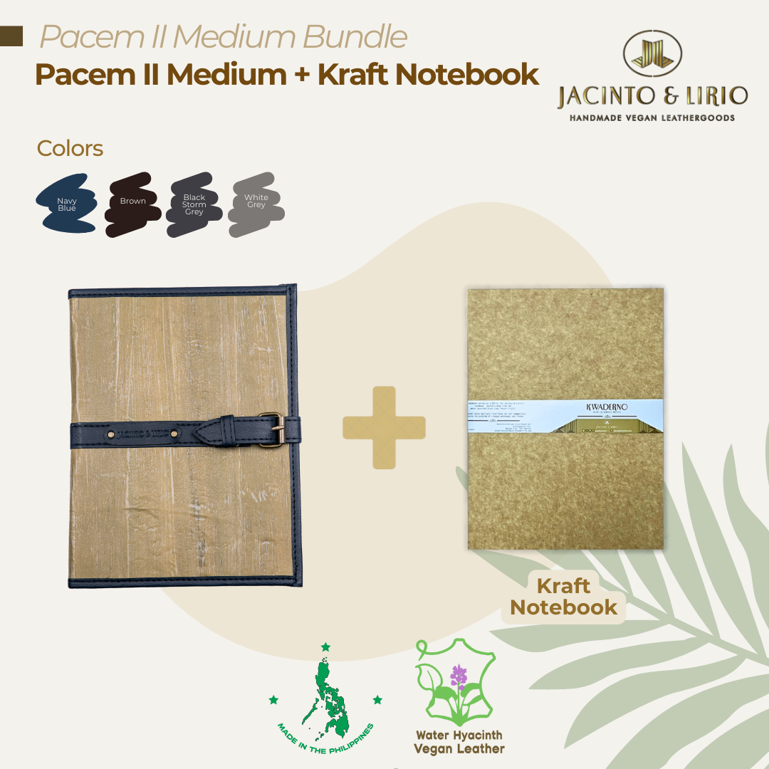 Bundle of medium journal or passport holder in navy blue and kraft notebook.