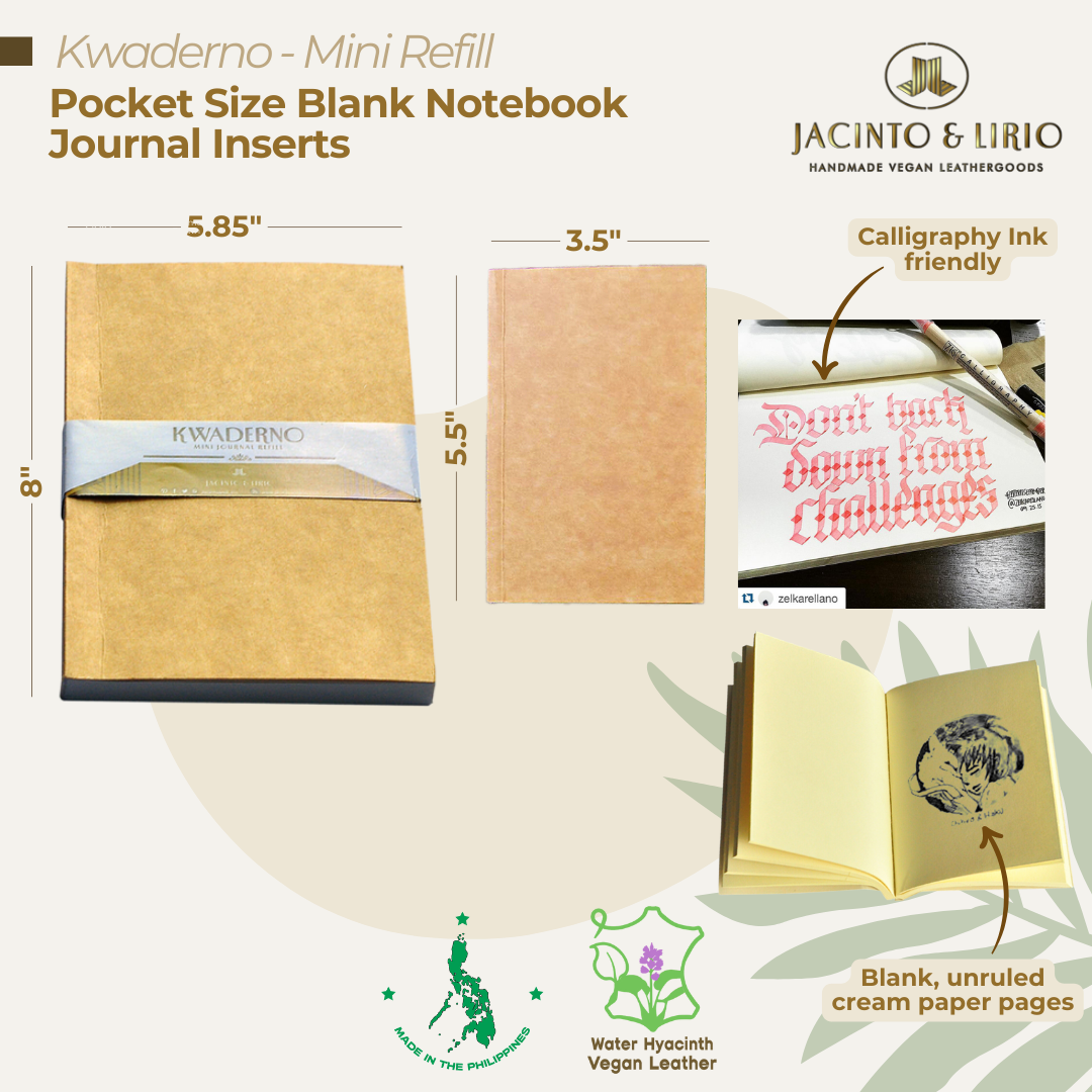 A small sized journal page insert that can be used for refillable journals.