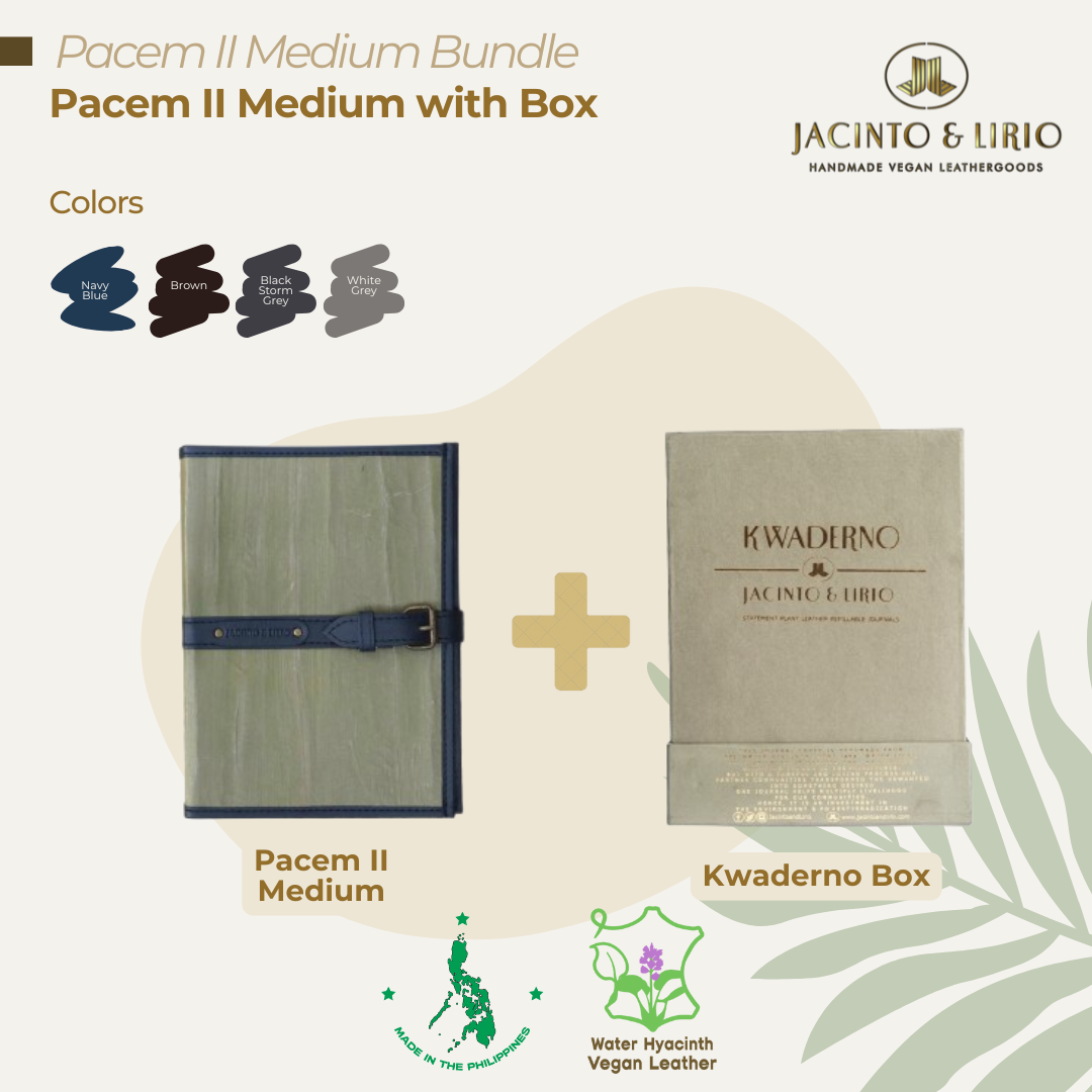 A bundle composed of a classy navy blue
journal and gift box packaging as perfect gifts for notetakers and jetsetters.
