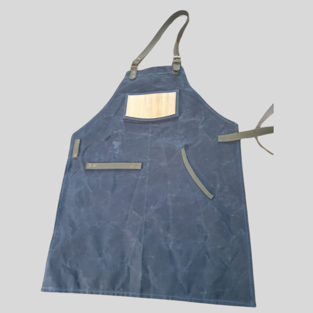 Water Resistant Waxed Canvas Vegan Leather Family Matching Apron with Adjustable Neck Strap, Chest Pockets and Pen Holder for Adult and Child