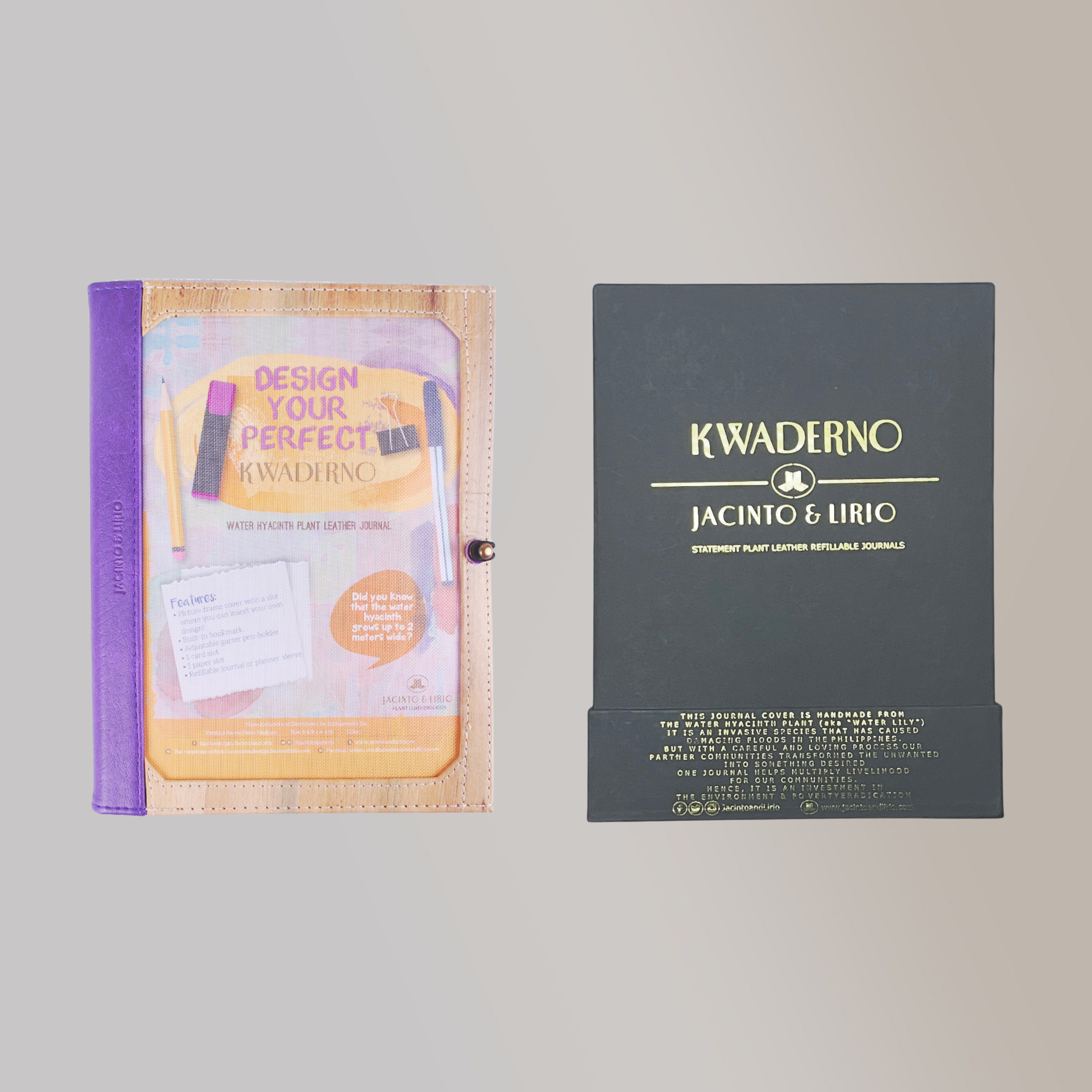 Pinto Medium Personalizable Passport Holder or Refillable Vegan Leather Journal + 1pc Gift Box Packaging Bundle - Jacinto & Lirio