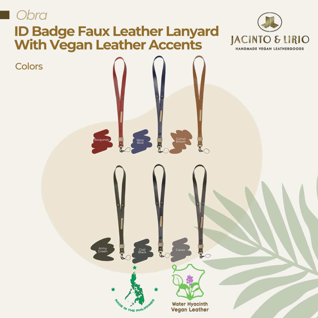 Six different variations of a vegan leather lanyard