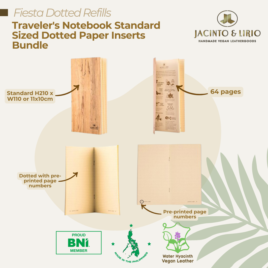 Traveler’s Notebook Dotted Paper Inserts - Standard Size, Traveler's Notebook, Jacinto & Lirio, Jacinto & Lirio. - Jacinto & Lirio