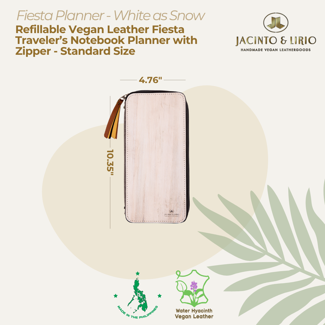 Back view of the White as Snow variation of the fiesta planner journal sleeve.