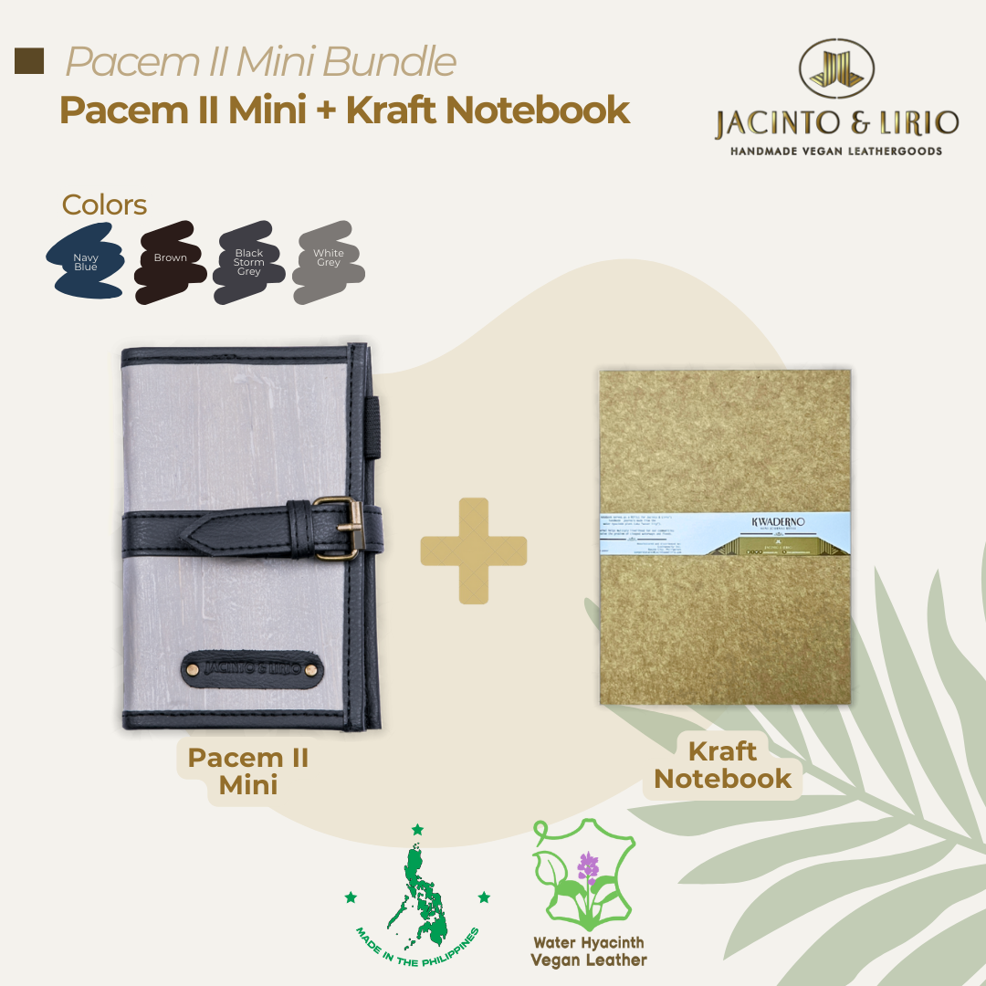 Bundle of mini journal or passport holder in black storm grey and kraft notebook.