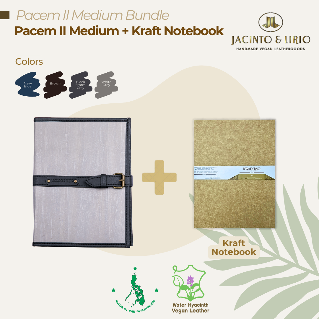Bundle of medium journal or passport holder in black storm grey and kraft notebook.