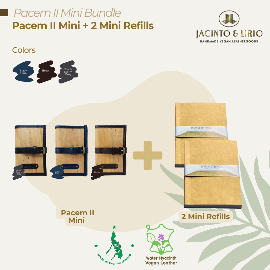 Three variations of bundles pairing a mini journal with two cream-paper journal refills.