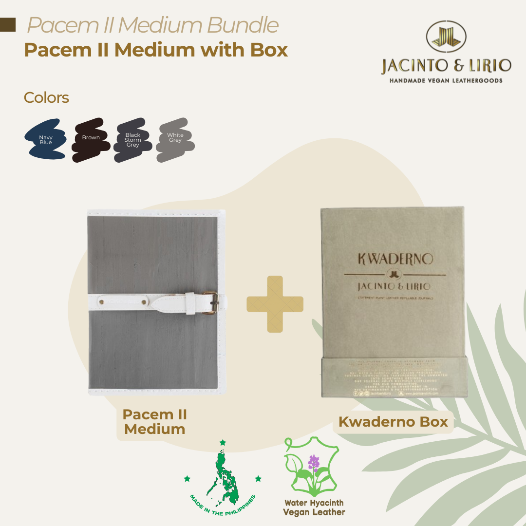 A bundle composed of a classy white grey
journal and gift box packaging as perfect gifts for notetakers and jetsetters.