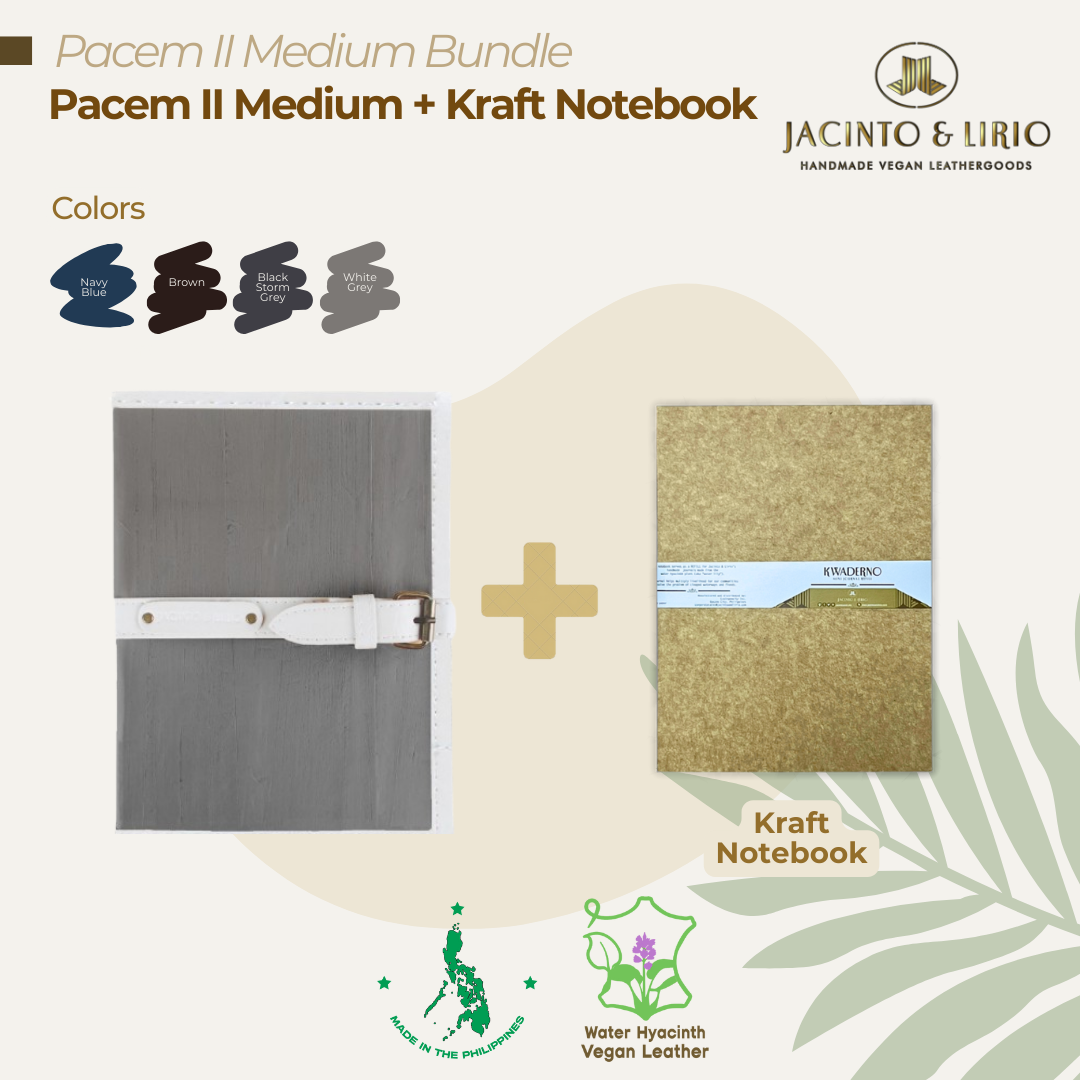 Bundle of medium journal or passport holder in white grey and kraft notebook.