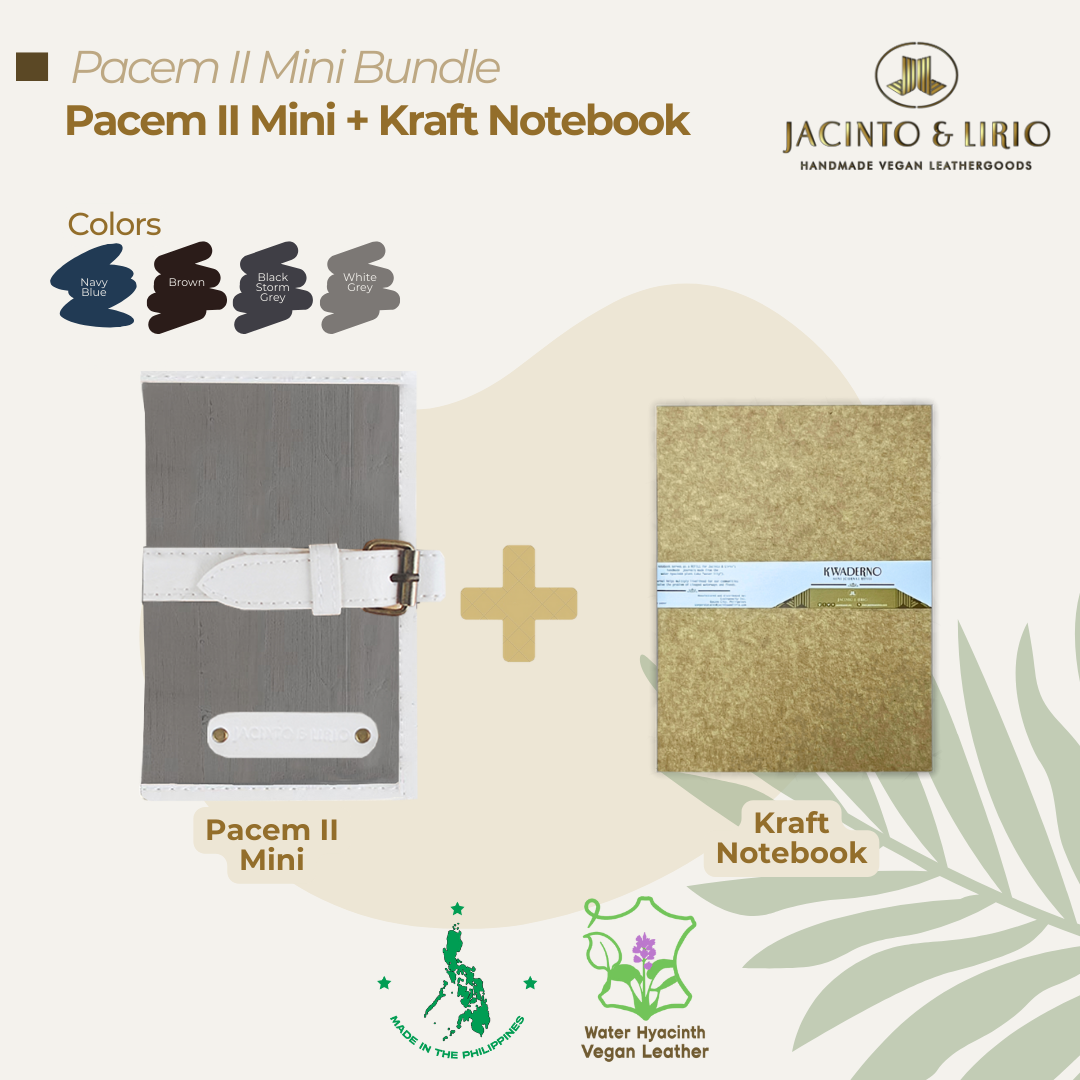 Bundle of mini journal or passport holder in white grey and kraft notebook.