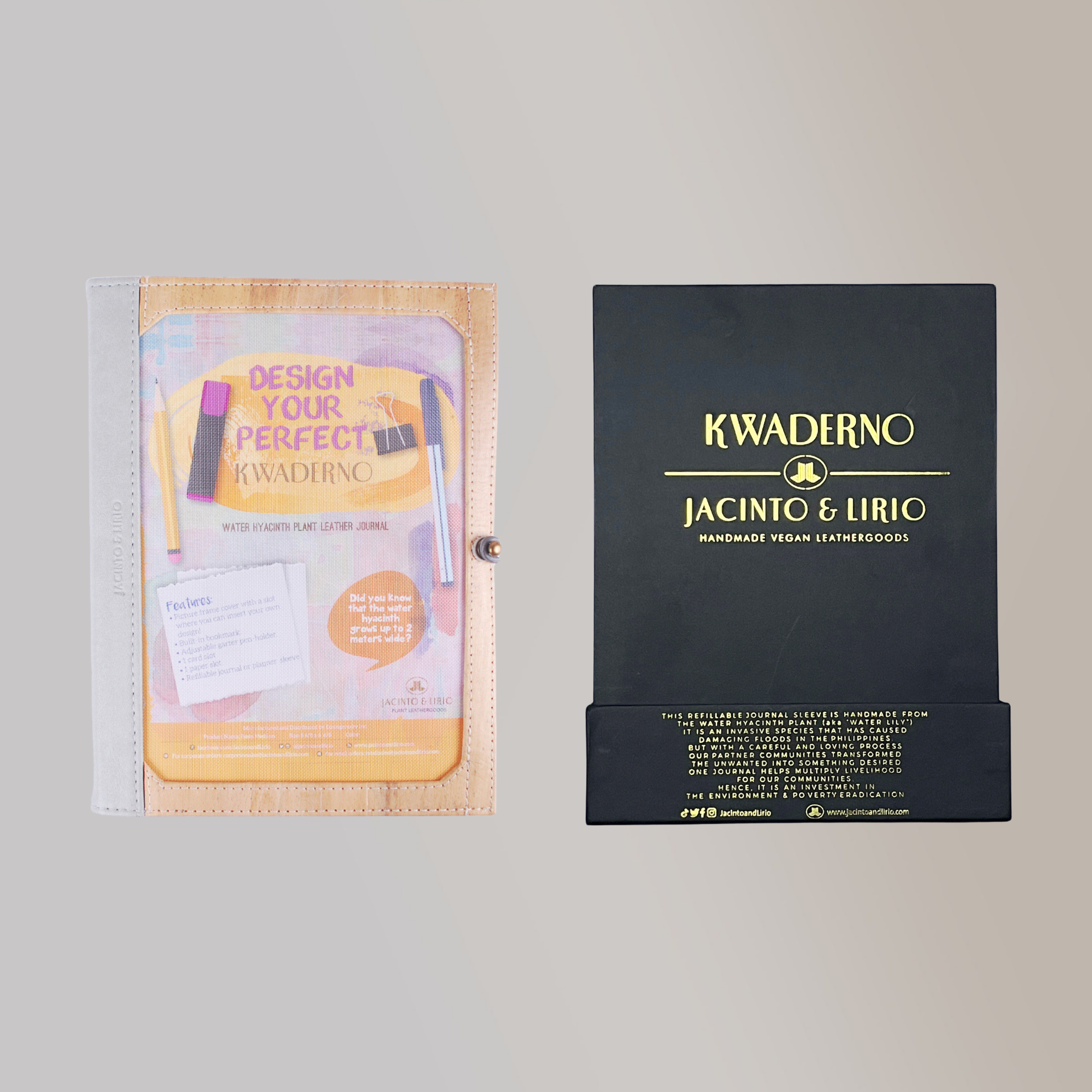 Pinto Medium Personalizable Passport Holder or Refillable Vegan Leather Journal + 1pc Gift Box Packaging Bundle - Jacinto & Lirio