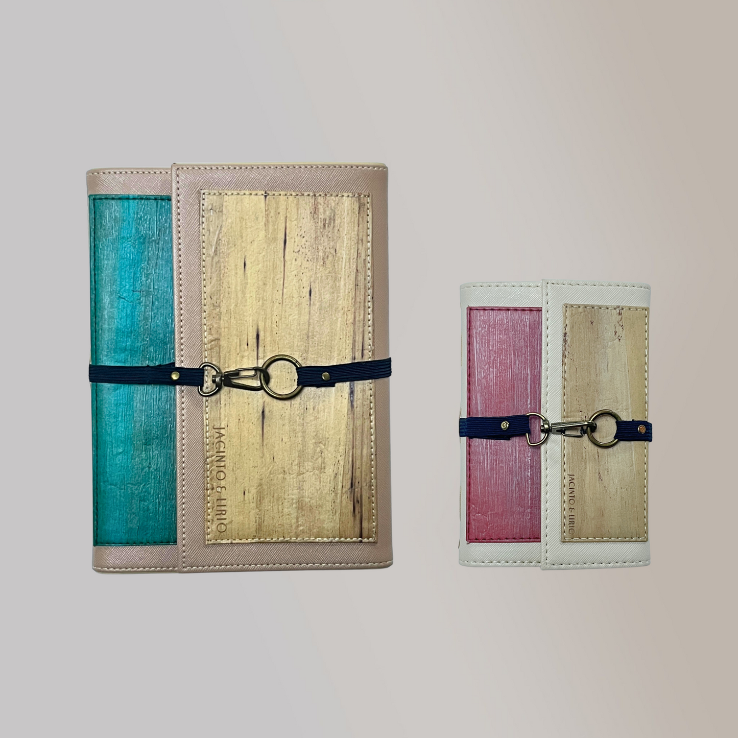 Artisan II Medium Dual Cover Refillable Vegan Leather Journal + 1pc Artisan II Mini Dual Cover Passport Holder and Refillable Journal Bundle - Jacinto & Lirio