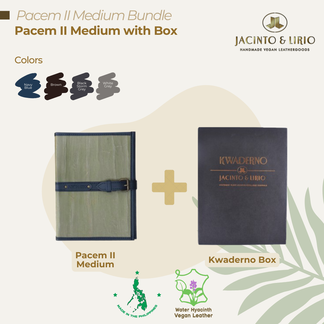 A bundle composed of a classy navy blue
journal and gift box packaging as perfect gifts for notetakers and jetsetters.