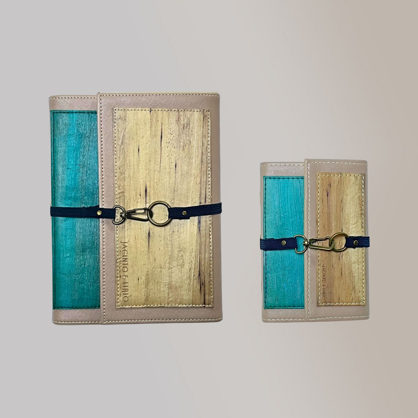 Artisan II Medium Dual Cover Refillable Vegan Leather Journal + 1pc Artisan II Mini Dual Cover Passport Holder and Refillable Journal Bundle - Jacinto & Lirio
