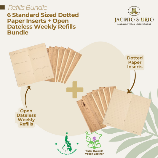 Six pieces of doted page inserts for a refillable planner.
