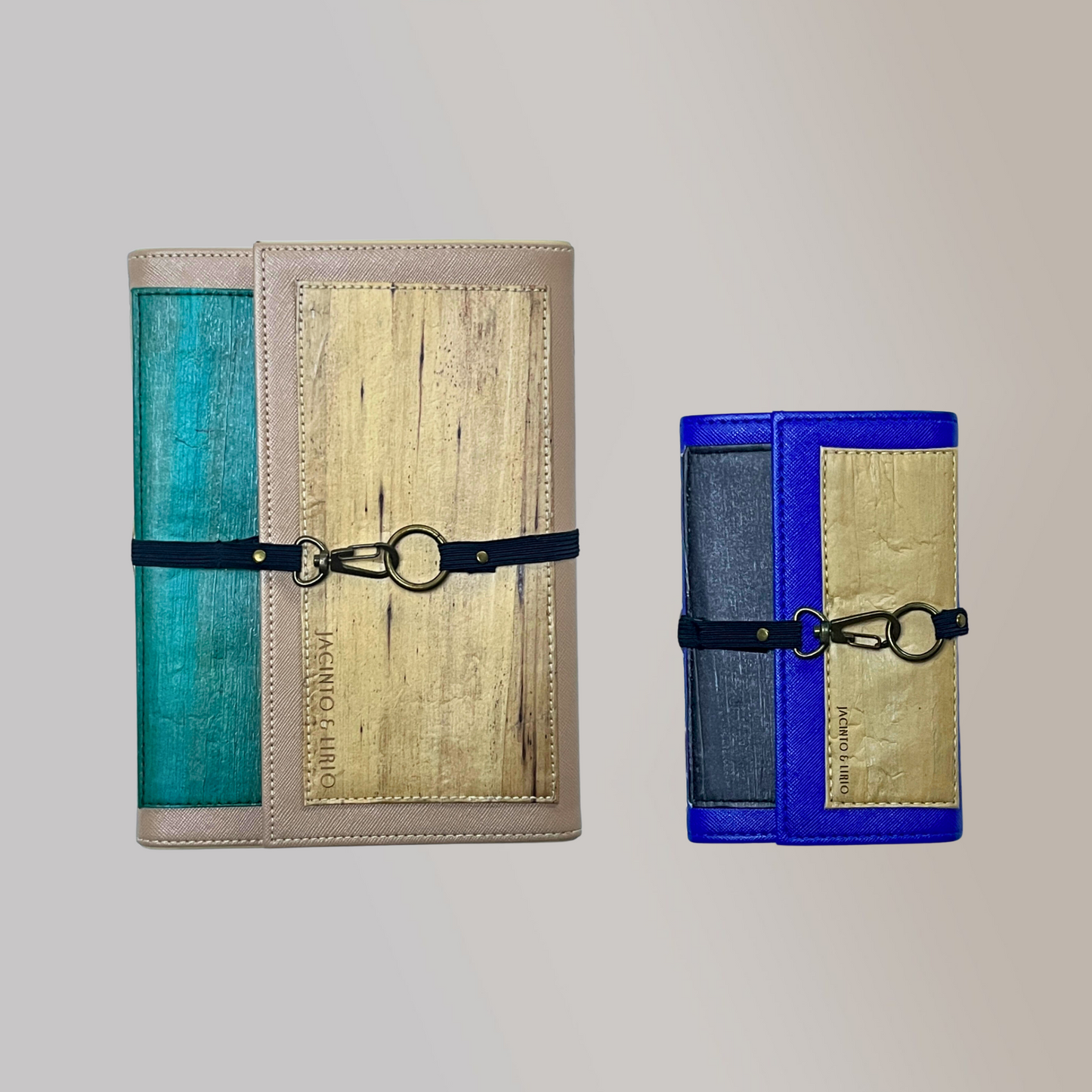 Artisan II Medium Dual Cover Refillable Vegan Leather Journal + 1pc Artisan II Mini Dual Cover Passport Holder and Refillable Journal Bundle - Jacinto & Lirio