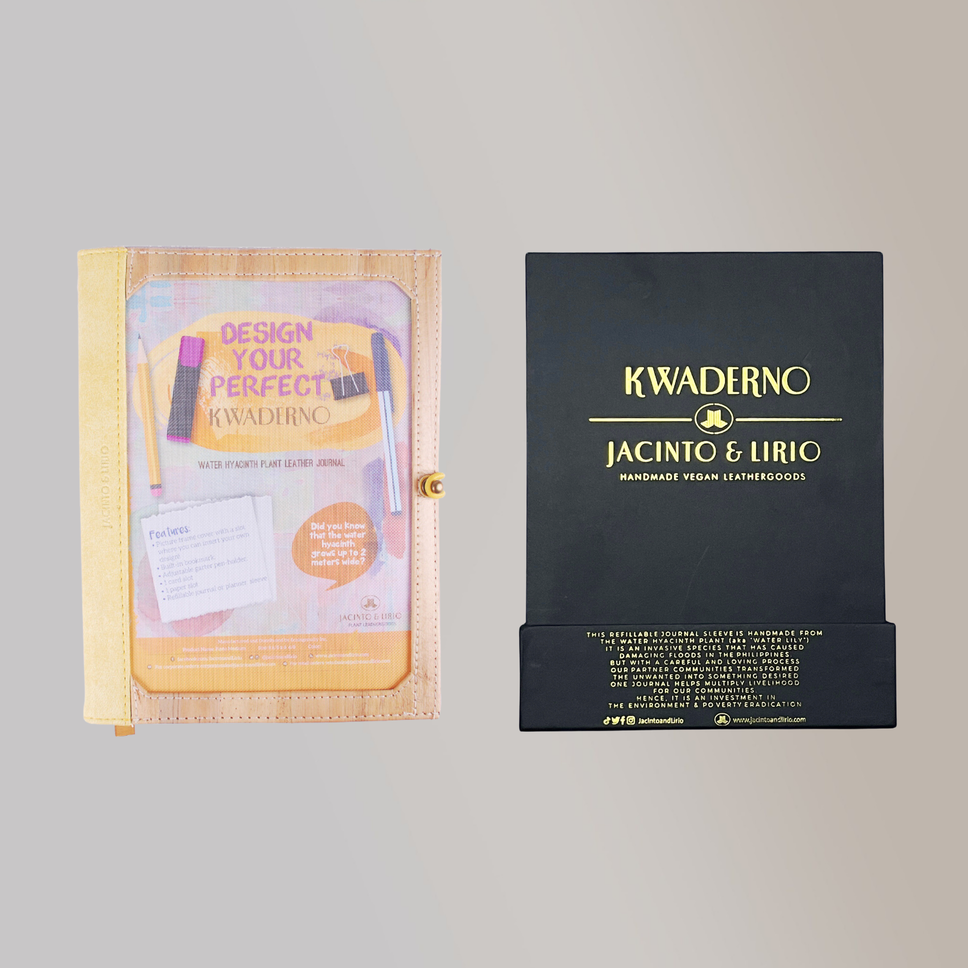 Pinto Medium Personalizable Passport Holder or Refillable Vegan Leather Journal + 1pc Gift Box Packaging Bundle - Jacinto & Lirio