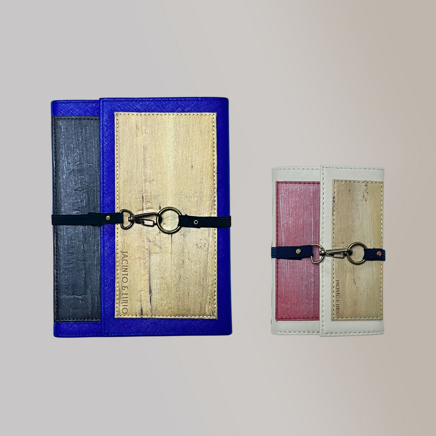 Artisan II Medium Dual Cover Refillable Vegan Leather Journal + 1pc Artisan II Mini Dual Cover Passport Holder and Refillable Journal Bundle - Jacinto & Lirio