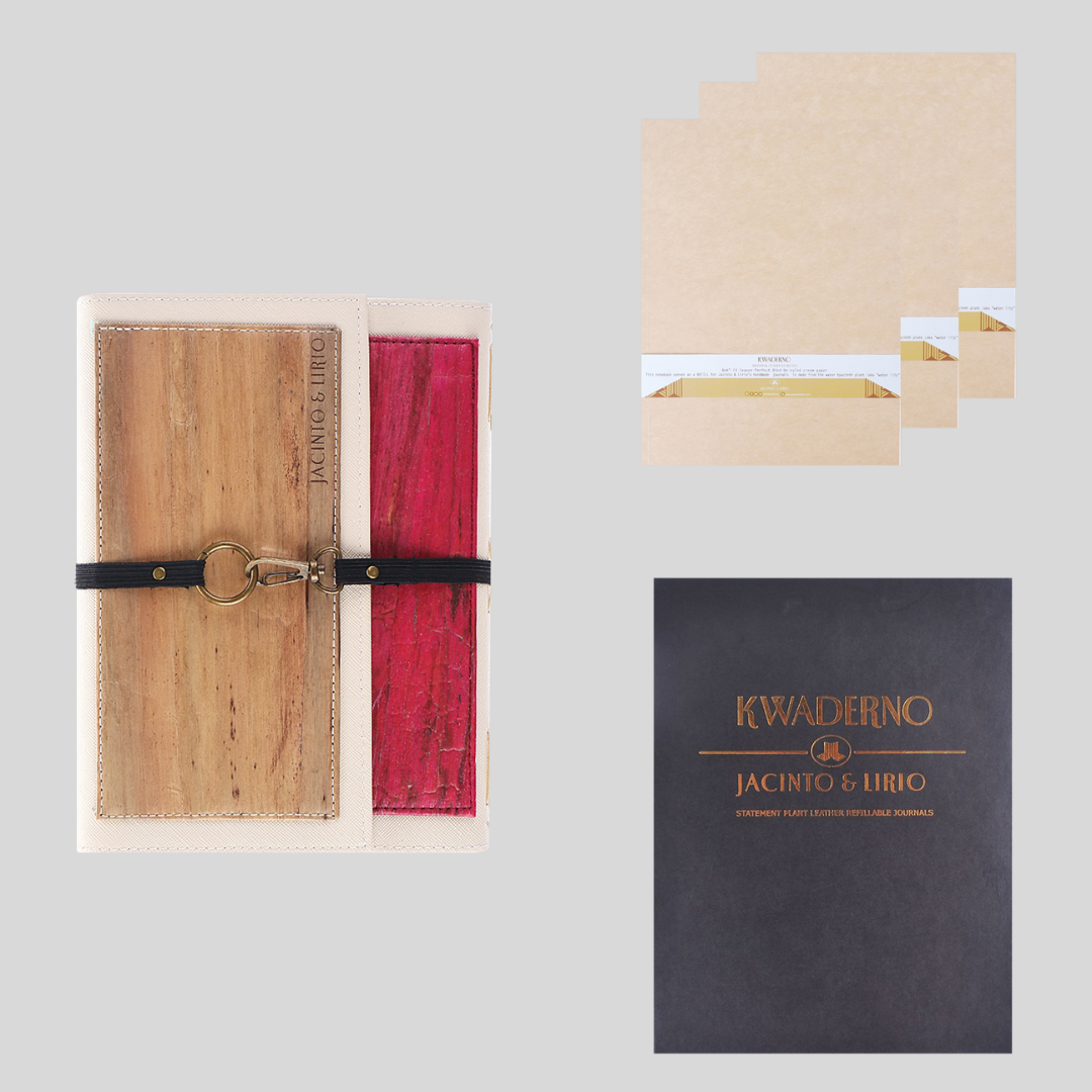 Artisan II Medium Dual Cover Refillable Vegan Leather Journal with Gift Box Packaging + 3 Medium Refills Blank Notebook Journal Inserts - Jacinto & Lirio