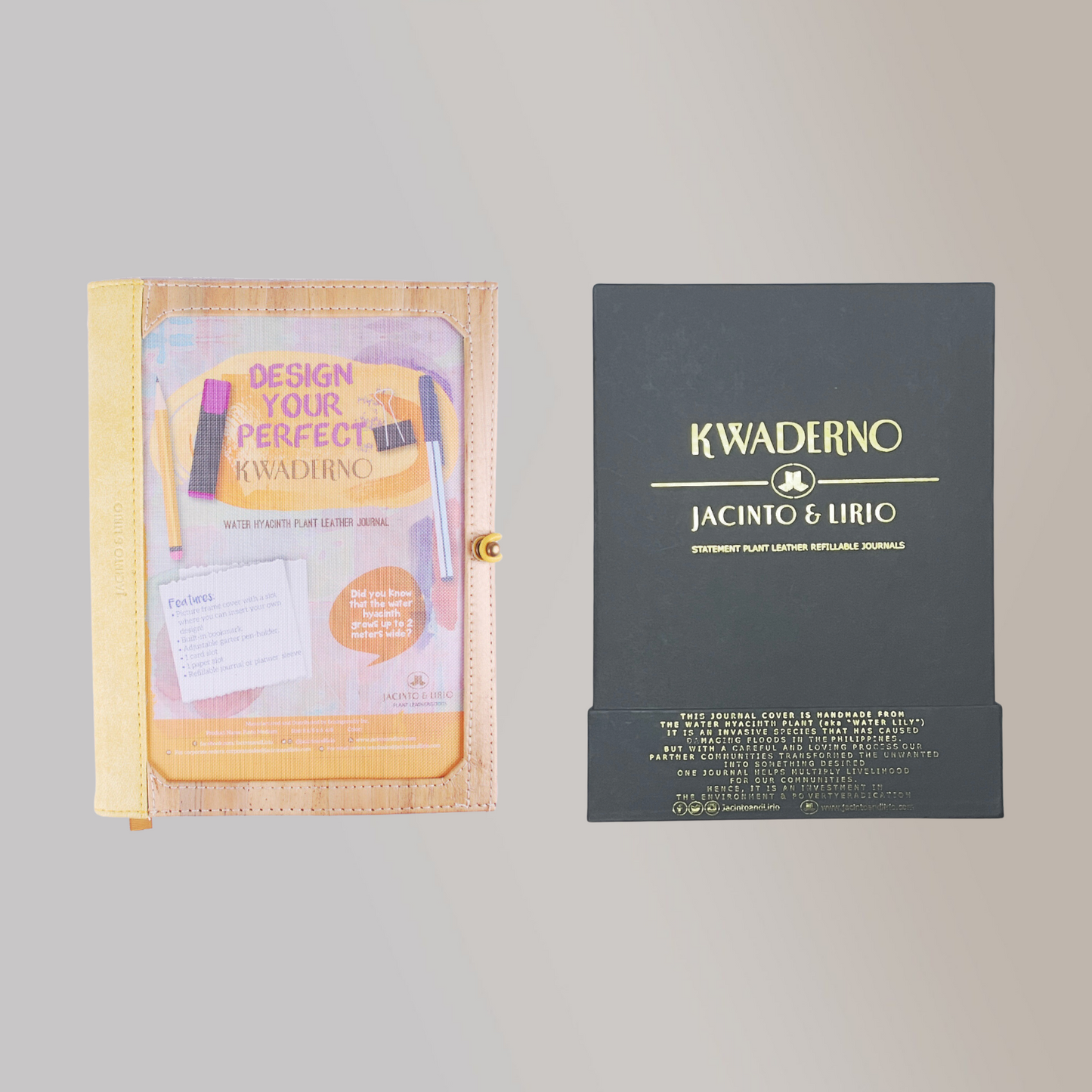 Pinto Medium Personalizable Passport Holder or Refillable Vegan Leather Journal + 1pc Gift Box Packaging Bundle - Jacinto & Lirio