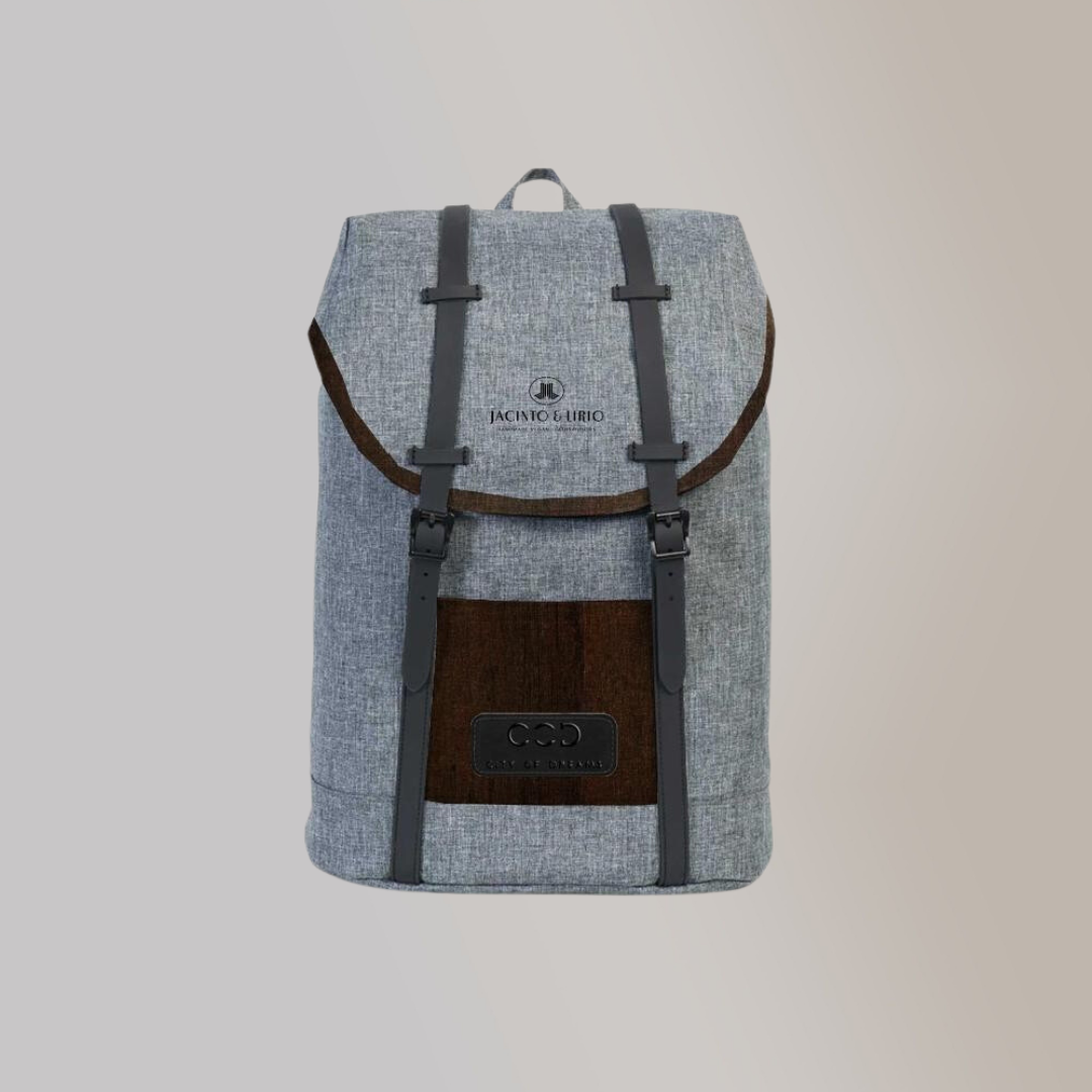Vegan Leather Accent Bam Water Proof Premium Backpack with Water Hyacinth - Jacinto & Lirio