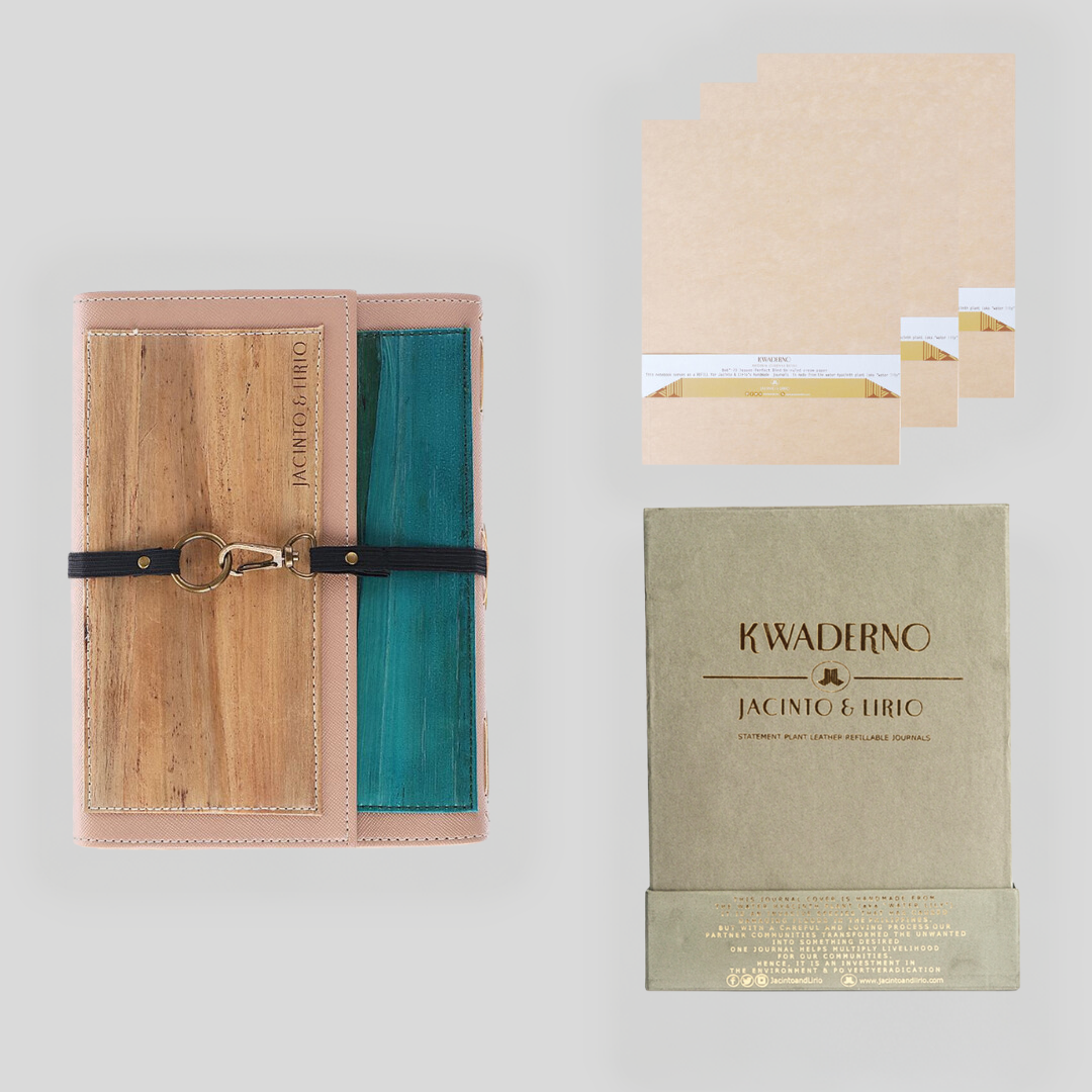 Artisan II Medium Dual Cover Refillable Vegan Leather Journal with Gift Box Packaging + 3 Medium Refills Blank Notebook Journal Inserts - Jacinto & Lirio