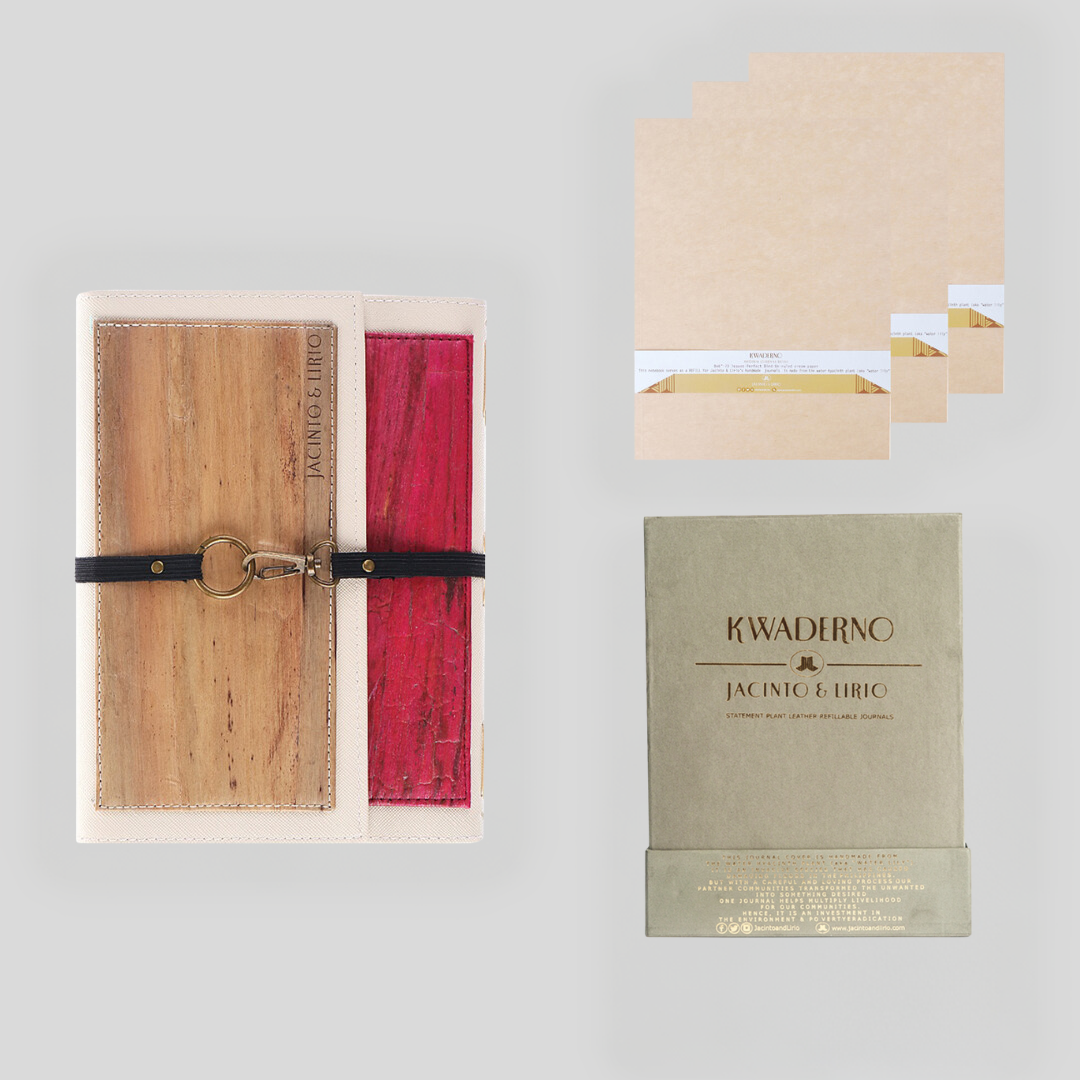 Artisan II Medium Dual Cover Refillable Vegan Leather Journal with Gift Box Packaging + 3 Medium Refills Blank Notebook Journal Inserts - Jacinto & Lirio