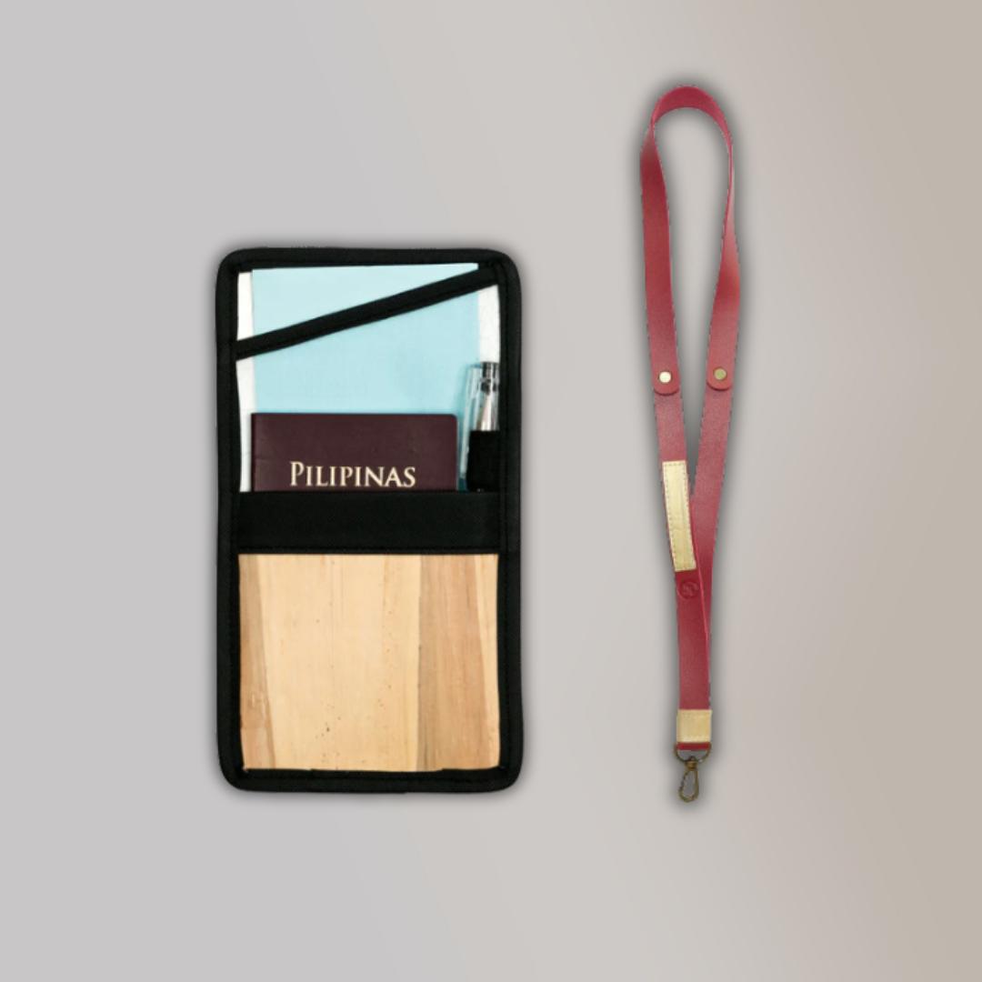 Lakbay Travel Essentials Kit - Black Colored Lakbay and Burgundy Colored Lanyard