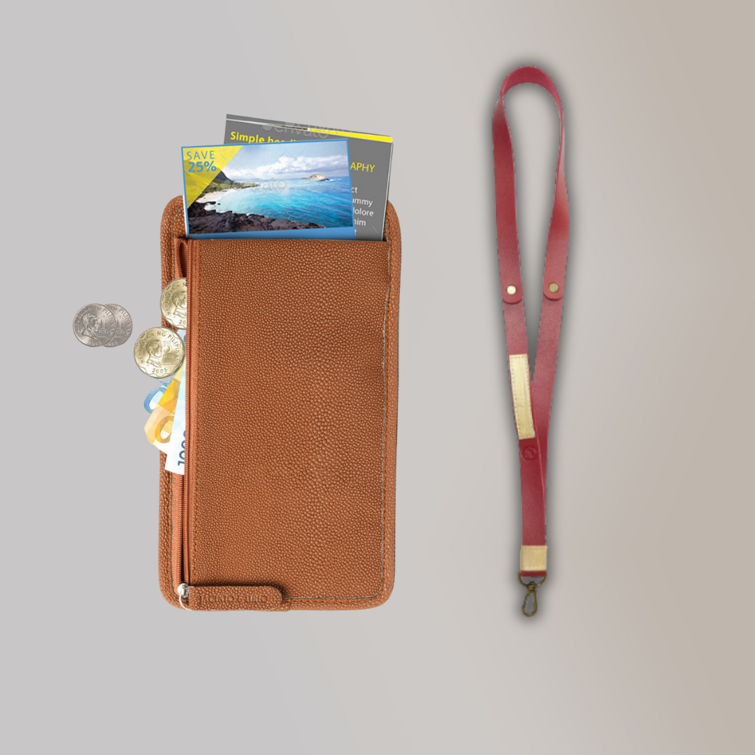 Lakbay Travel Essentials Kit - Cacao Colored Lakbay and Burgundy Colored Lanyard