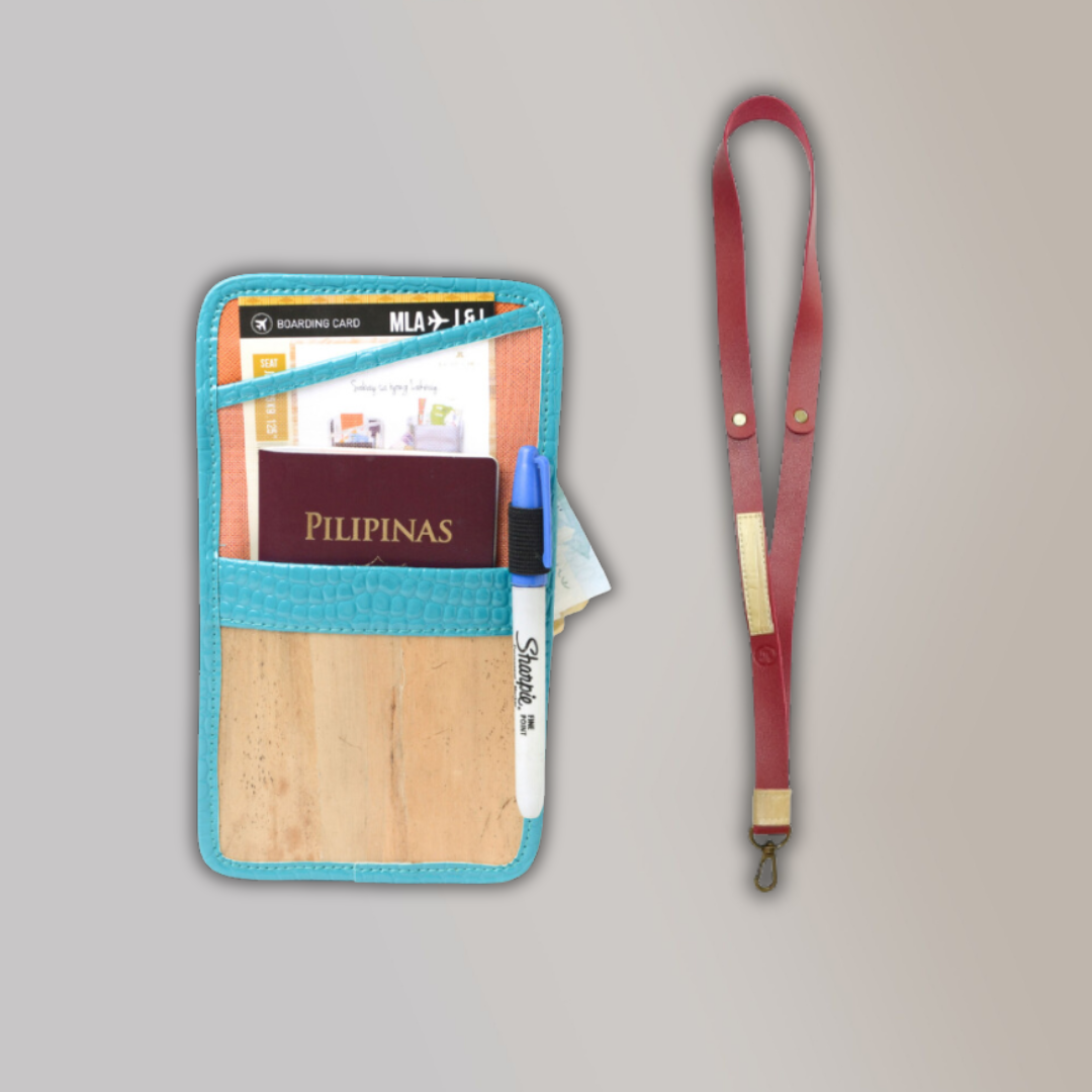 Lakbay Travel Essentials Kit - Turquoise Variation Lakbay and Burgundy Colored Lanyard