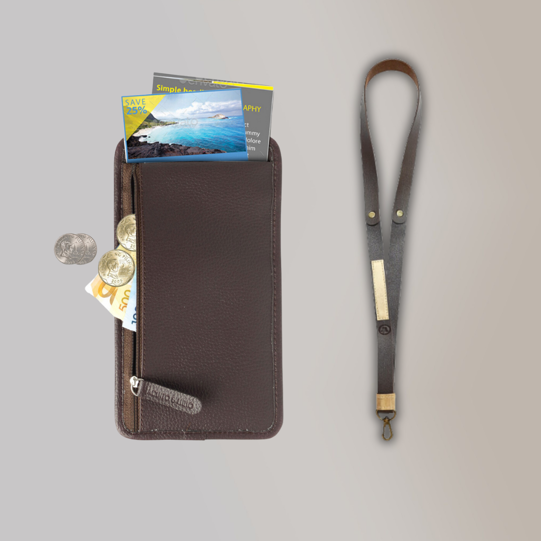 Lakbay Travel Essentials Kit - Dark brown Colored Lakbay and Cacao Colored Lanyard