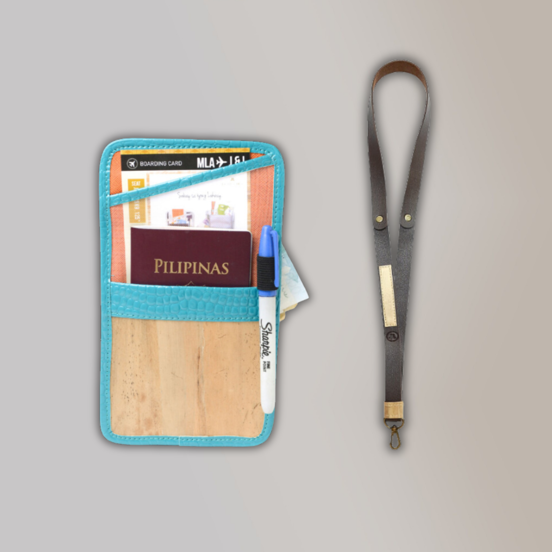Lakbay Travel Essentials Kit - Turquoise Variation Lakbay and Cacao Colored Lanyard