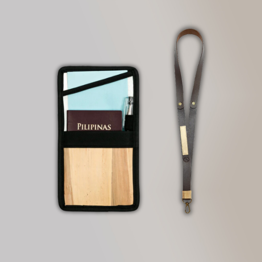 Lakbay Travel Essentials Kit - Black Colored Lakbay and Cacao Colored Lanyard