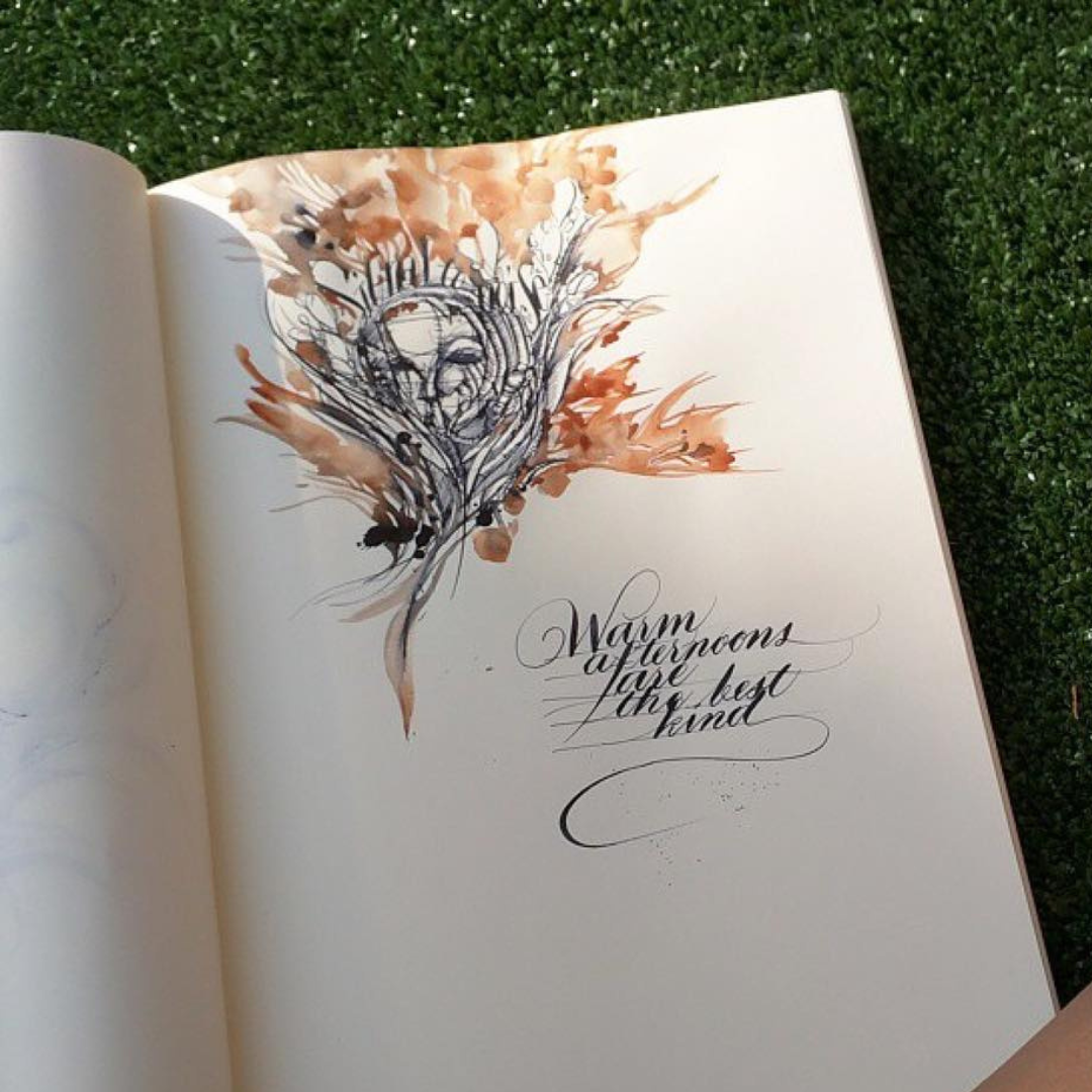 The mini journal allows for a blend of calligraphy and drawing.