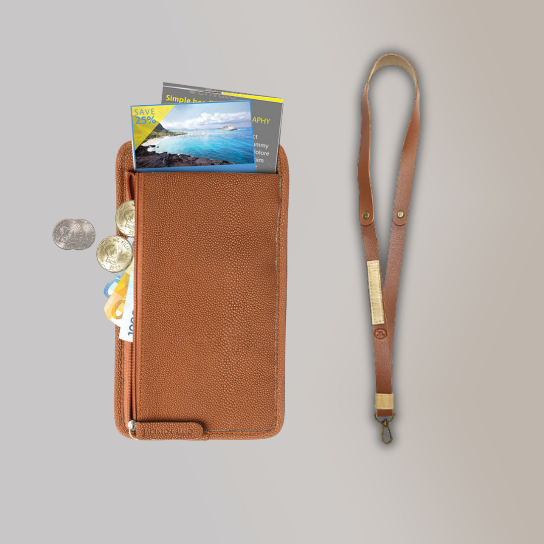 Lakbay Travel Essentials Kit - Cacao Colored Lakbay and Camel Brown Colored Lanyard