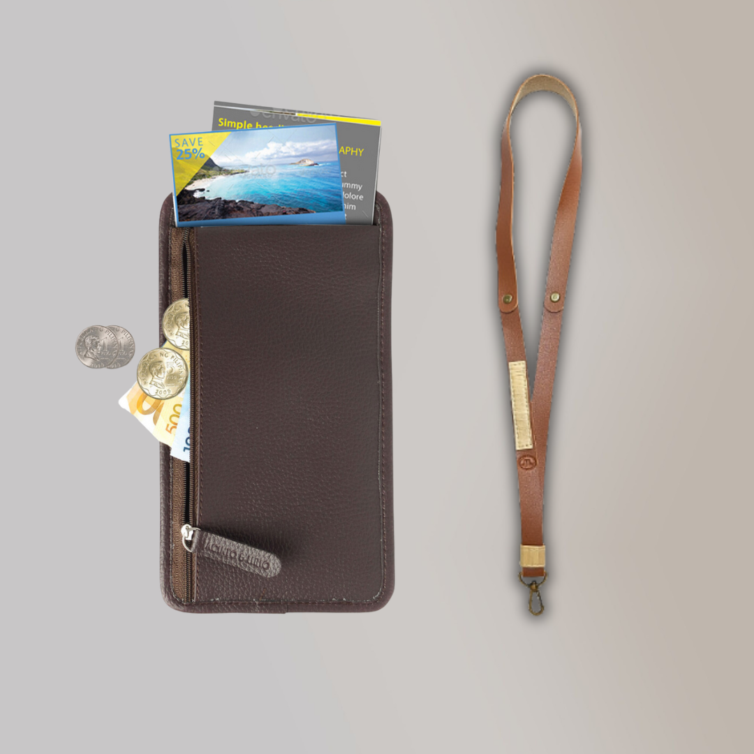 Lakbay Travel Essentials Kit - Dark brown Colored Lakbay and Camel Brown Colored Lanyard