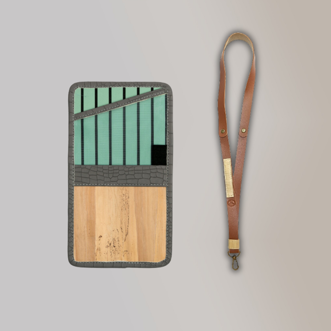 Lakbay Travel Essentials Kit - Moss Colored Lakbay and Camel Brown Colored Lanyard