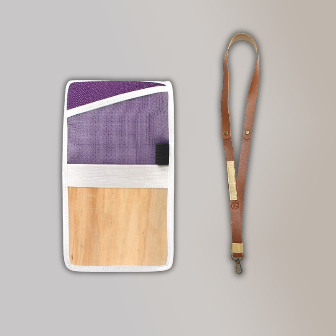 Lakbay Travel Essentials Kit - Silver Violet Colored Lakbay and Camel Brown Colored Lanyard