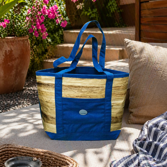 Vegan Leather Eco Bag Water Hyacinth with Fabric Accent, Eco bag, Ecoingenuity Inc., Jacinto & Lirio. - Jacinto & Lirio