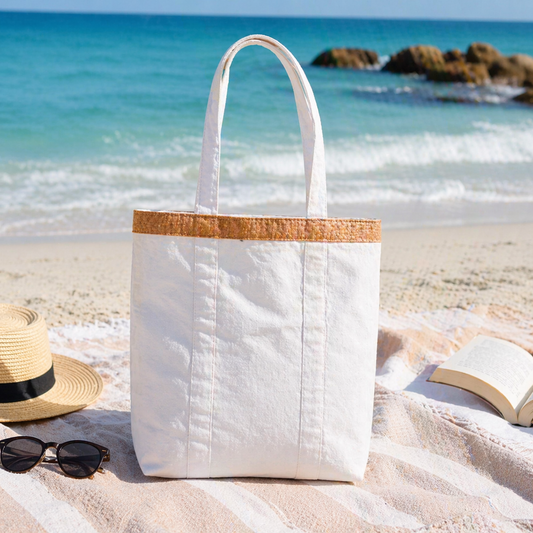 Vegan Leather Eco Bag Canvas with Water Hyacinth Accent, Eco bag, Ecoingenuity Inc., Jacinto & Lirio. - Jacinto & Lirio